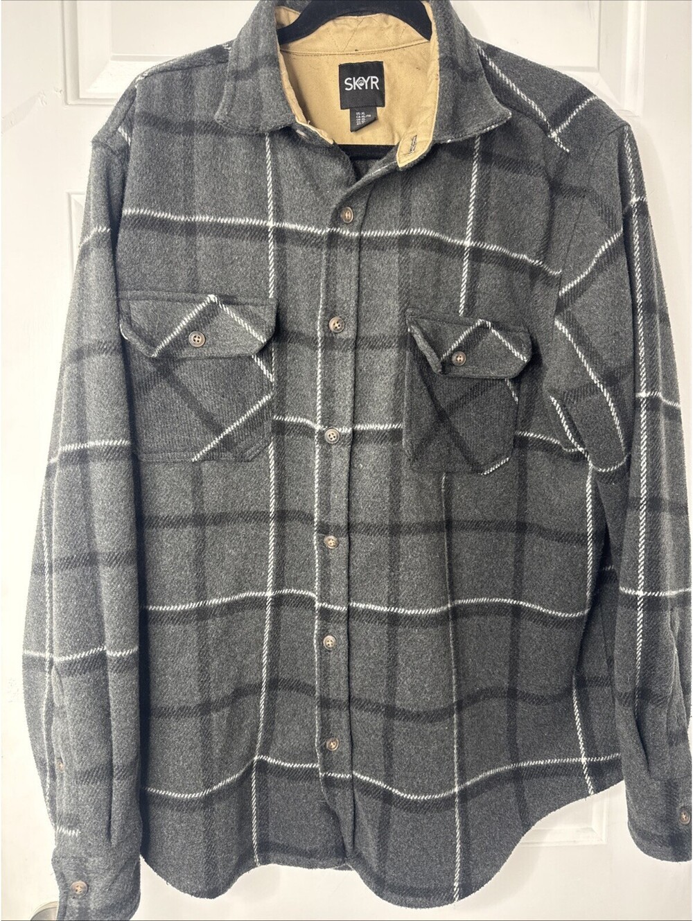 SKYR Shacket Plaid Button Down Gray Mens  XL Indie Sleaze  Gorpcore New Grunge